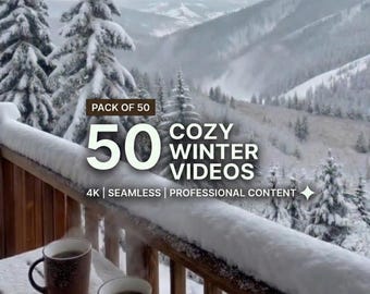 Gemütlicher Winter-Loop Video | Schneefall Cabin Ambiente für Arbeitszimmer, Relax & Cafe | Sofort Download