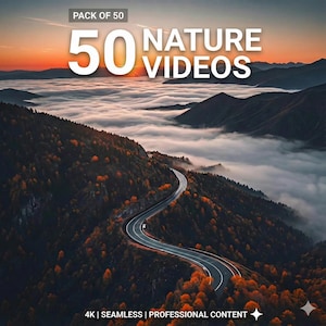 50 Nature & Scenic Videos – Mountains, Beach, Sunset, Forest, Ocean – HD Aesthetic Footage Pack