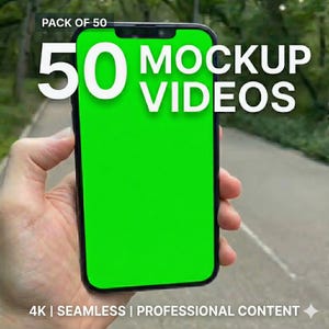 50 Aesthetic Mockup Video Pack – Green Screen Device & Object Mockups – Editable Chroma Key Loop Videos
