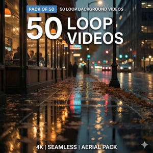 50 video di sfondo estetici in loop / Timelapse di bar, finestre sotto la pioggia e città di notte / TikTok, Instagram, YouTube