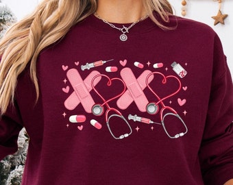 XOXO Nurse Valentine's Day Shirt, Valentine Nurse Tee, Nurse Love T-Shirt, Nursing Sweatshirt, Nurse Apparel, Nurse Gift For Valentine