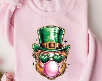 St Patrick's Day Leprochaun Sweaatshirt, St Patties, Lucky Babe Shirt, Clover Leprechaun Shirt, Bubble Gum, St Patty's day, Lucky Vibes