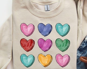 Valentine Colorful Heart T-Shirt, Valentines Day T-Shirt, Colorful Heart Shirt, Love Shirt, Valentines Day Heart Shirt, Cute Mom Shirt