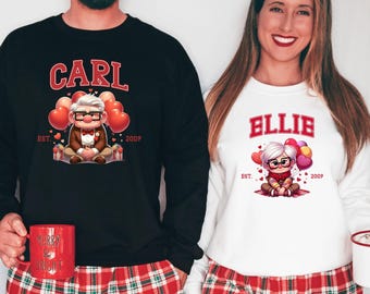 Carl And Ellie Shirts, Disney Valentine Shirt, Valentine Couple Gift, Disney Honeymoon Shirt, His Carl Her Ellie Shirts,Up Couple,Mr and Mrs
