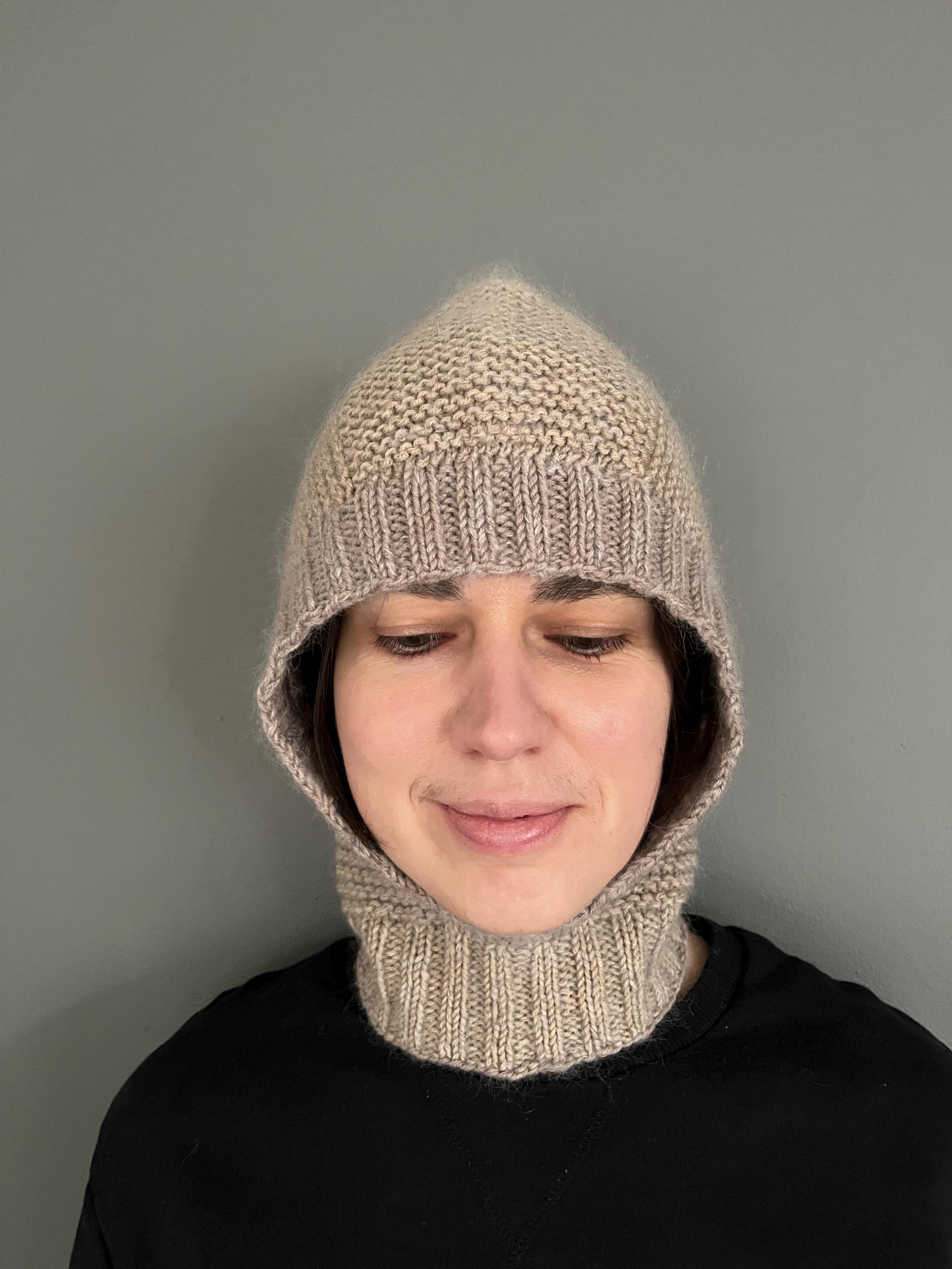 グランド牧場 セレクトセール Knitted Handmade Merino Light Hood, Beige Balaclava, Mohair 小物