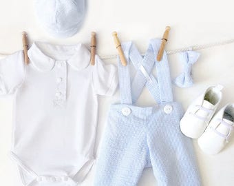 Baby Boy Clothes, Page Boy Outfit, Toddler Boy Clothes, Boy Wedding Outfit, 2nd Birthday Outfit, Toddler Ring Bearer, Blue Seersucker