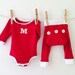 Sarah Fern reviewed Personalized Baby Red Pajama Set, Custom Monogram Letter Coming Home Outfit, Boy Girl Hospital Outfit, Newborn Take Home Outfit Gift Set