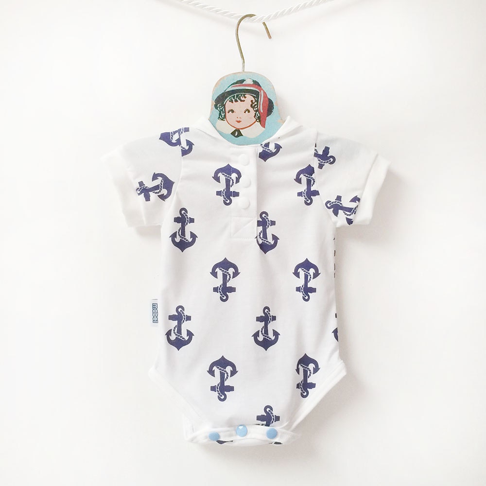 Nautical Baby Sailor Onesie Baby Boy Anchor Onesie Nautical Etsy