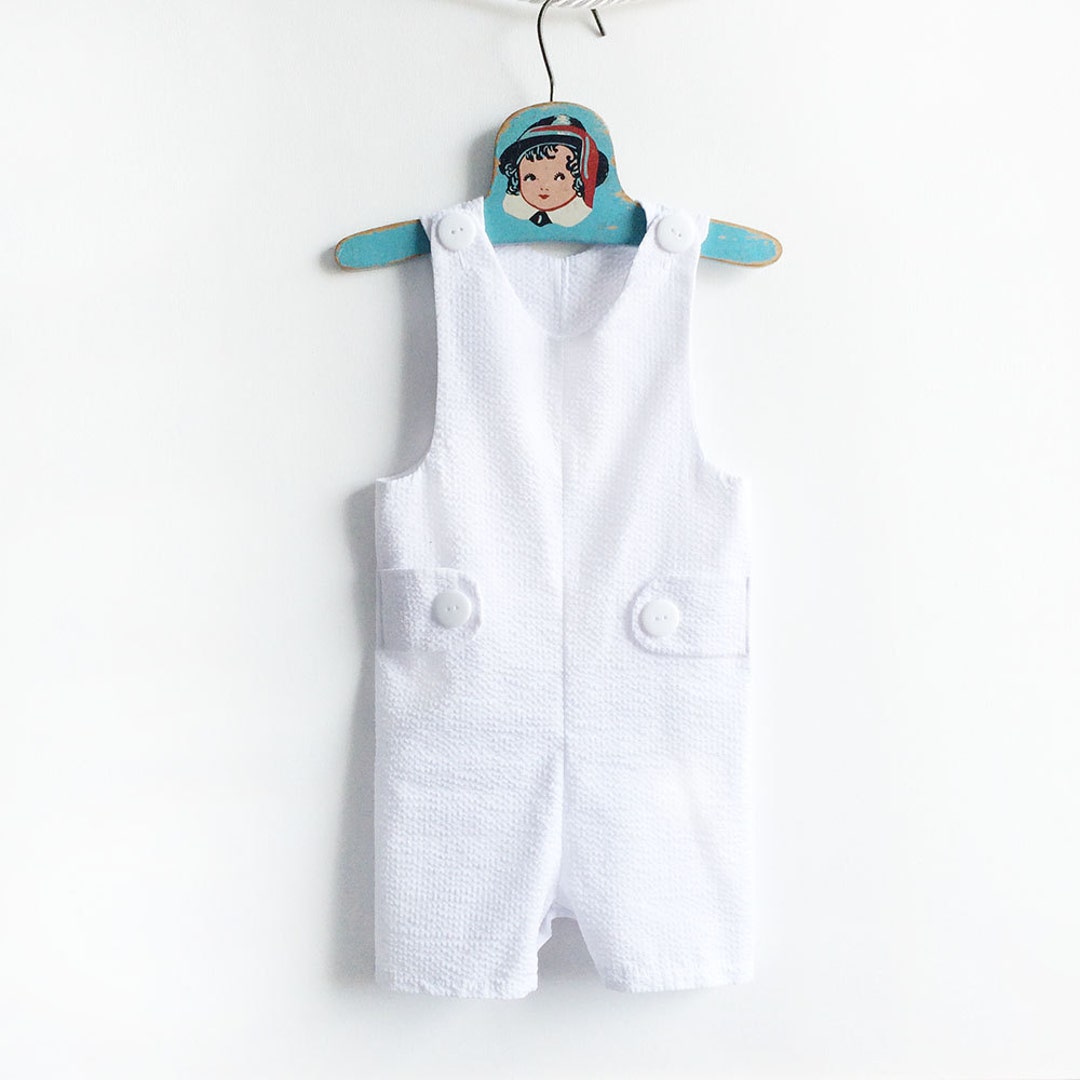 White Seersucker Baby Overalls Baby Boy Christening Outfit Etsy