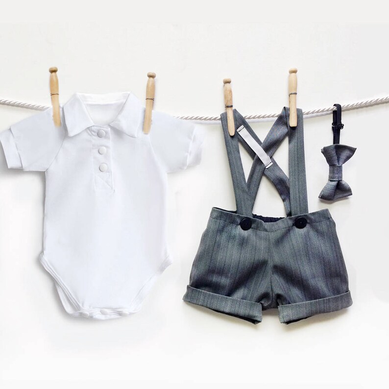 Grey Pinstripe Page Boy Outfit Baby Boy Wedding Outfit Etsy