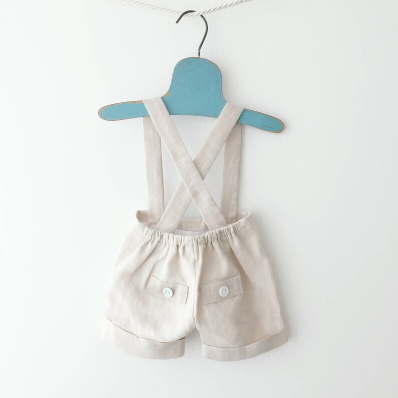 Natural Linen Baby Boy Shortalls Boys Suspender Shorts Baby Etsy