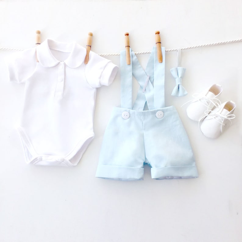 Linen Ringbearer Suit Boys Linen Outfit Blue Linen Baby Etsy