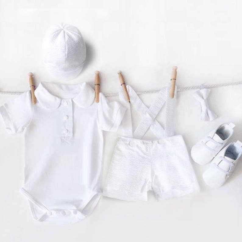Baby Boy Christening Outfit Boys Baptism Set Suspender Etsy