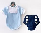 Sailor Onesie et Bloomer ensemble | Tenue bébé nautique | Ensemble marin bébé garçon