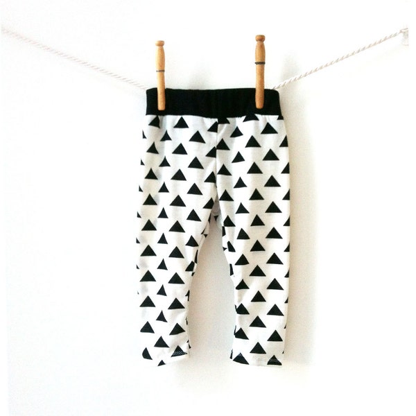 Baby Boy Comfy Cotton Jersey Leggings - Black and White