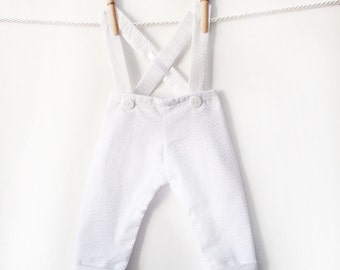 Seersucker White Baby Pants, Christening Pants, Beach Wedding Pants, Christening Suit, Dedication Outfit, Baby Dedication, Baptismal Outfit