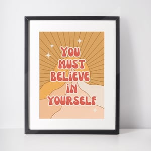 Positive Affirmations Poster Wall Art, Inspirational Motivational Quote Print, Home Office Decor, Self-Care Gift