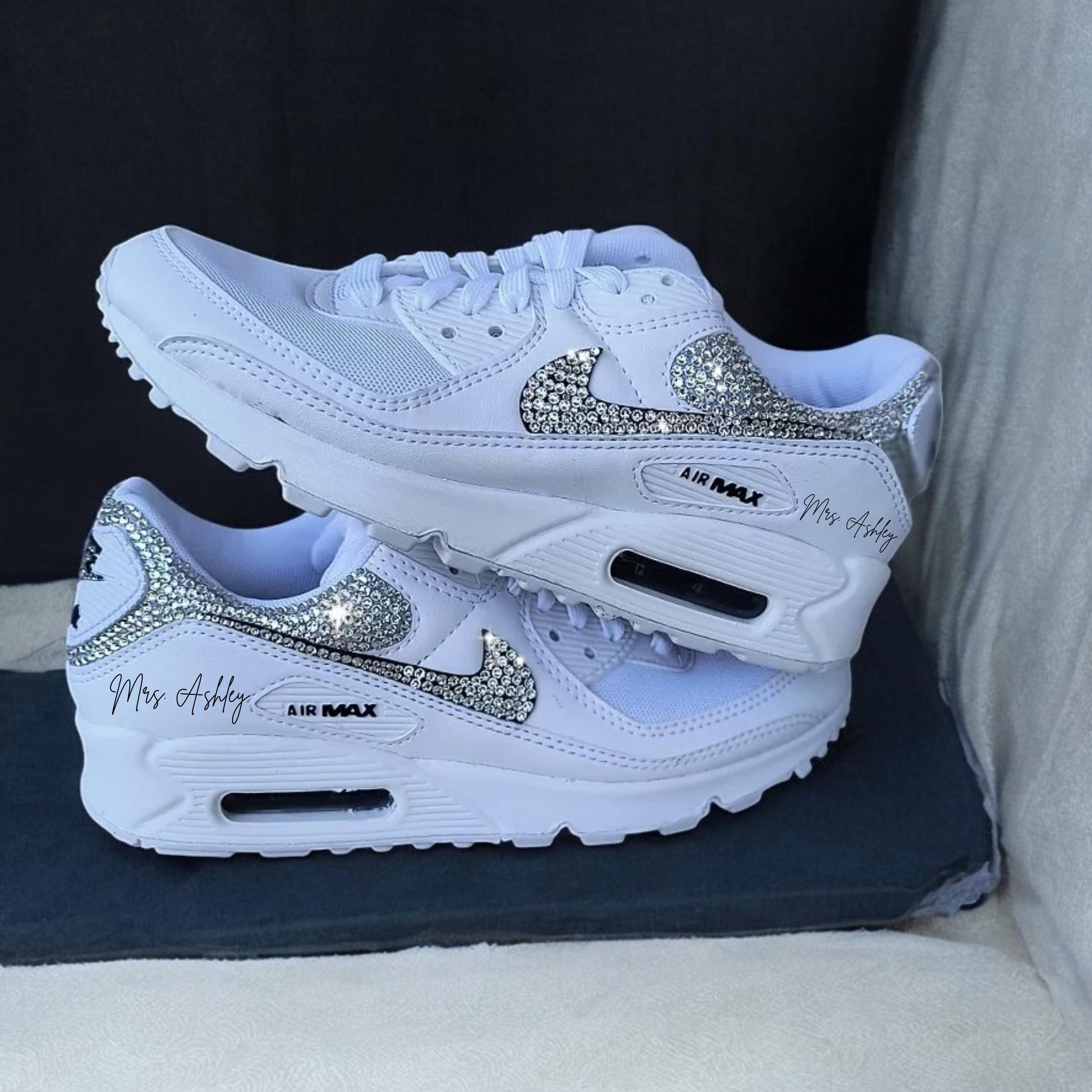 Bridal Air Max 90s Married Name Trainers • Custom Bling Air Max • Wedding Nikes • Bling Sneakers Trainers • Wedding Air Max 90s • Air_01