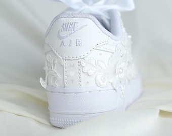 Personalised Bridal AF1 Luxury Embroidered Sneakers • Trainers for Bride or Groom • Customised Bridal Sneakers • Wedding Shoes • REN_06