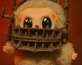 Handmade Horror Bear Trap Art Toy: Gothic Monster mask