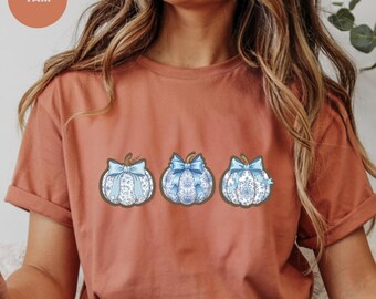 Blue Pumpkin Shirt, Comfort Colors Fall Graphic Tee