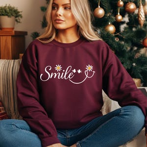 Cute Smile Sweatshirt,Smile Birthday Gift Sweatshirt and Hoodie,Smile Face Crewneck,Smile Face Hoodie,Daisy Smile Face Sweatshirt,Xmas Smile