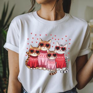 Retro Cats Valentine Shirt, Vintage Cat Lover Valentine Shirt,Valentines Day Gift for Her,Cat Lovers,Valentine&#39;s Day Gift, Valentine Cat Tee