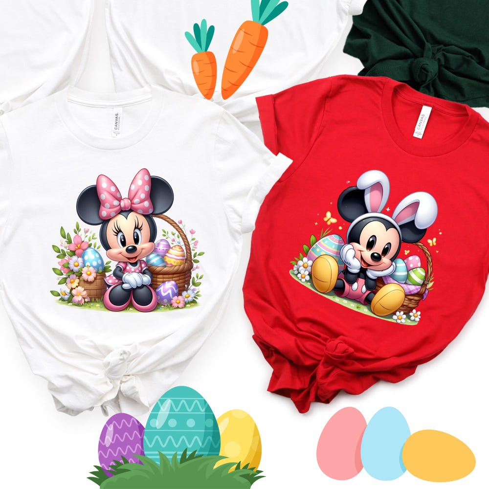 Personalized Disney Mickey And Minnie Mouse Easter Couple Shirt, Disney Family Easter, Happy Easter Tee,Gift For Easter, Easter Disney Gifts Bespoketshirt
