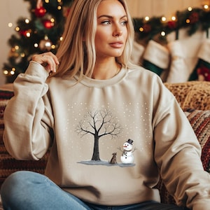 Christmas Snowman and Dog Winter Sweatshirt, Christmas Tree Sweatshirt,Snowman Shirt,Snowman Hoodie,Christmas Winter Sweatshirt,Christma Tee