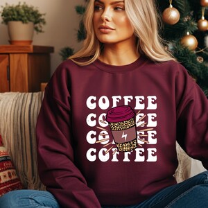 Coffee Sweatshirt, Leopard Coffee Sweat,Coffee Lover Hoodie, Fall Sweatshirt for Women, Autumn Girly, Coffee Lover Sweatshirt, Lighter Brown