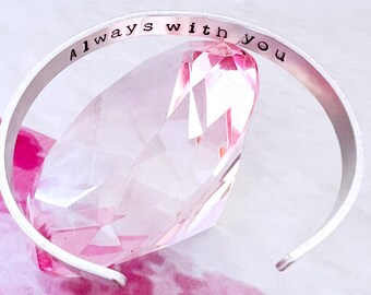 Personalised Secret Message Bangle Bracelet: Hand Stamped Aluminum Cuff