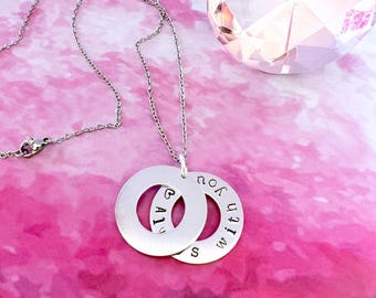 Personalised Secret Hidden Message Necklace: Hand Stamped Aluminum Jewellery Gift For Her