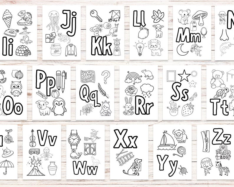 Alphabet Colouring Pages Etsy