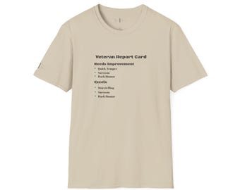 Koszulka unisex z nadrukiem Softstyle, wykonana ręcznie na zamówienie, z kartą oceny weterana