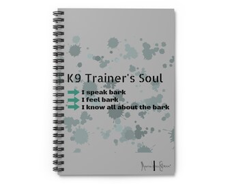 Ręcznie wykonany, spersonalizowany spiralny notes „Dusza Trenera K9” w stylu weterana – linia