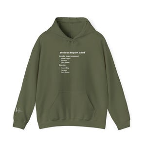 Sudadera con capucha unisex de mezcla pesada™ con tarjeta de calificaciones de veteranos