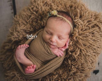 Newborn Props, Brown Faux Fur, Tan Newborn Baby Boy Photo Prop,  BASKET Stuffer, Photography Props, Sitter Props, Vegan Flokati Fur Blanket