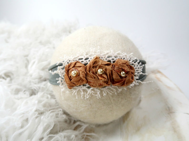 Rosette Headband Photo Prop Newborn Baby Pearl Headband Newborn Headband New Baby Infant Girl Photo Prop Newborn Baby Hair Accessory