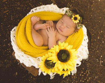 Newborn Baby Wrap Photo Prop, Yellow Swaddle Wrap Photography Prop, Mohair Mink Swaddling Fuzzy Layer, Baby Boy or Girl,  Custom Photo Props