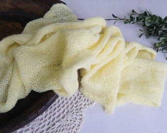 Yellow Mohair Newborn Photography Prop Wraps, Faux Mohair Swaddling Wrap, Newborn Props, Baby Girl Photography Props, Custom Photo Props