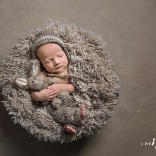 Flokati Newborn Props, Newborn Photo Props, Basket Stuffer Boy Props, Gray Brown Flokati Faux Fur Fabric, Newborn Faux Fur Photography Prop