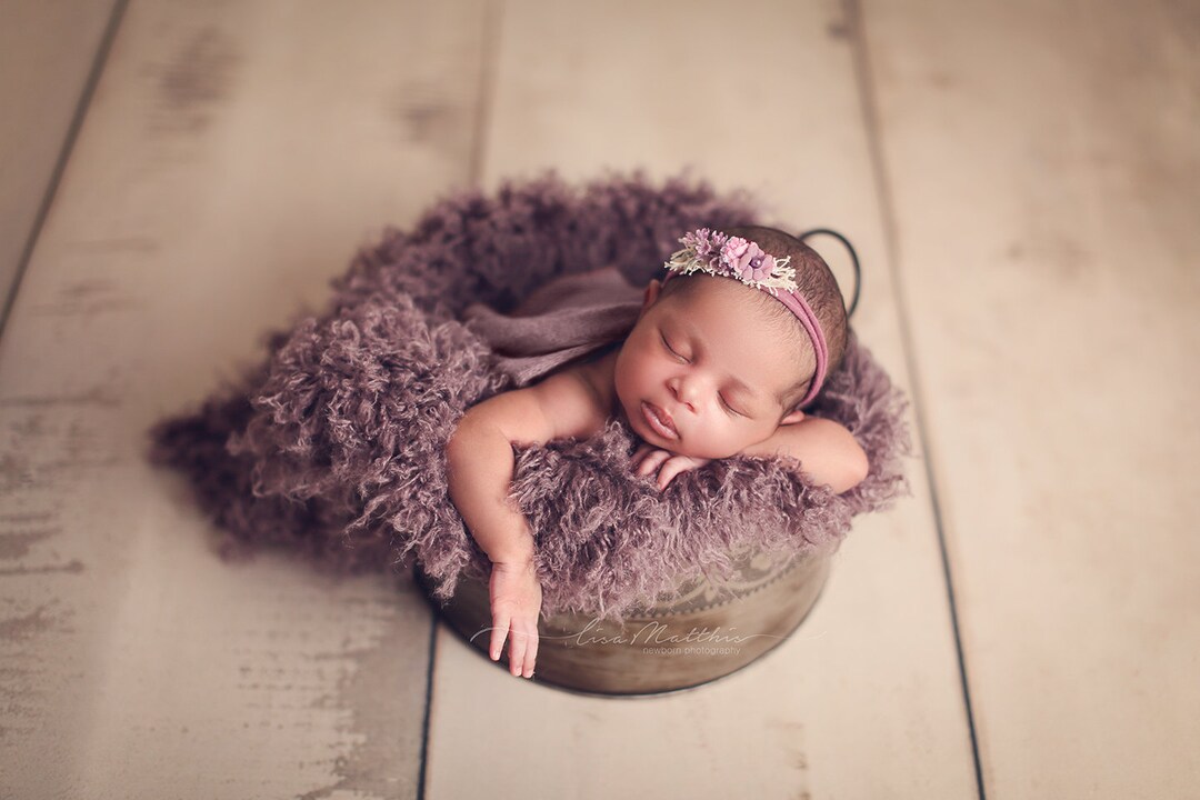 Flokati Newborn Purple Fur, Newborn Girl Props, Curly Faux Fur Fabric