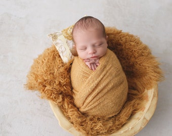 Faux Fur Newborn Photography Props, Yellow Newborn Photo Props, Flokati Newborn Fur, Boy Photography Props, Baby Girl Props, Craft Fabric