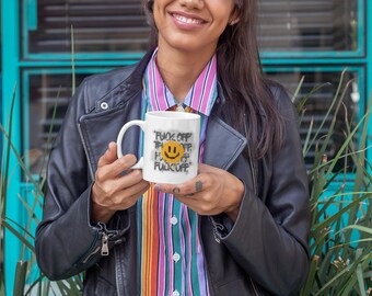 Fuck Off Smiley Face Mug - Edgy Graffiti-Inspired Design