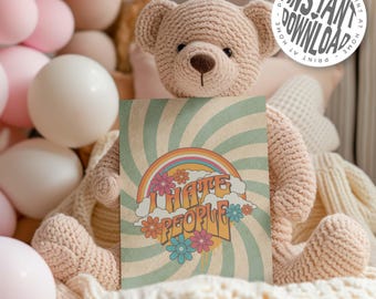 I Hate People Flower Card with Envelope - Funny Digital Download Greeting Card, Humor for Friends & Family