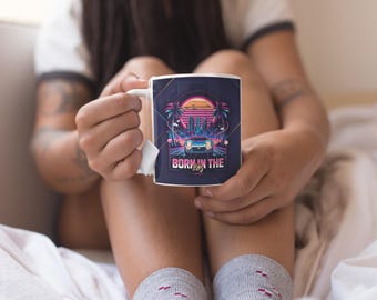 Proud to be Born in the 80s Mug - Retro Neon City Design