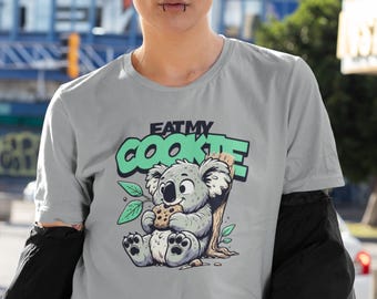 Eat My Cookie - Funny Koala Graphic T-Shirt - Playful and Inappropriate Humor Tee