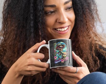 I'm Fine, Everything is Fine Mug - Sarcastic Tropical Skeleton Design