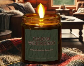 Cabin Weekend Candle | Fall Fir Moss Bourbon Candle, Cozy Candle