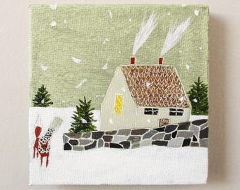 Erster Schnee / Originalgemälde auf Leinwand
